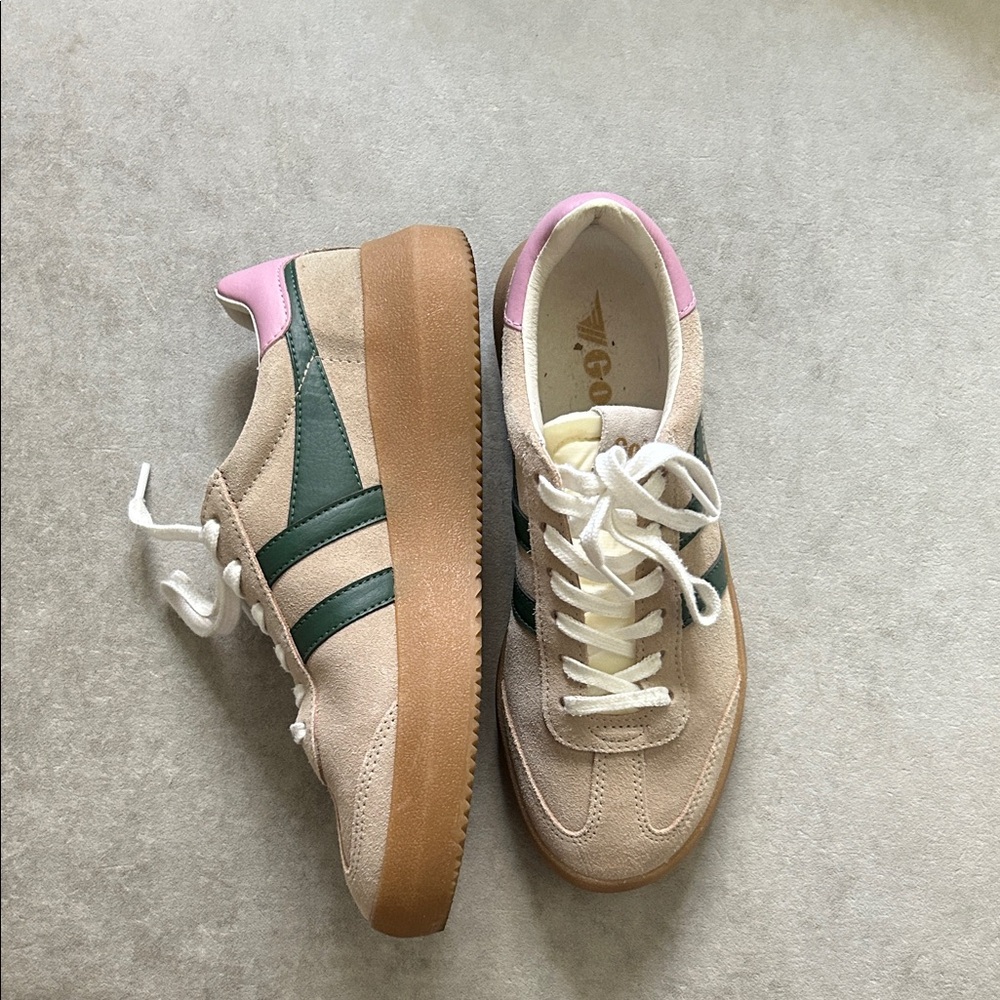 Gola Beige and Green Women's Sneakers